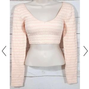 Forever 21 smocked long sleeve crop top